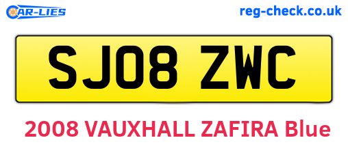 SJ08ZWC are the vehicle registration plates.