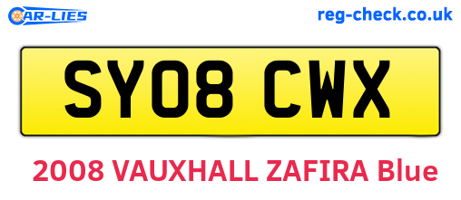 SY08CWX are the vehicle registration plates.