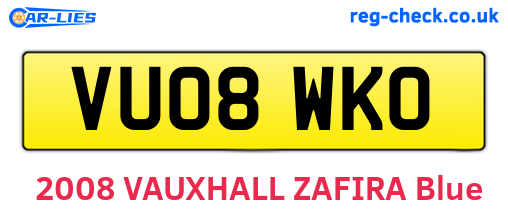 VU08WKO are the vehicle registration plates.