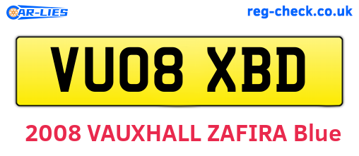 VU08XBD are the vehicle registration plates.
