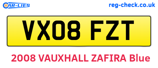 VX08FZT are the vehicle registration plates.