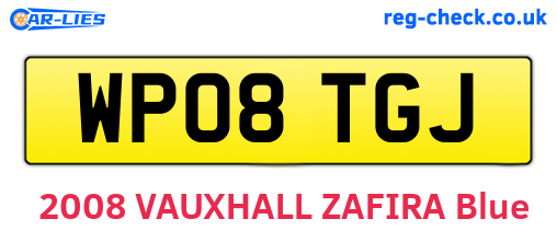 WP08TGJ are the vehicle registration plates.