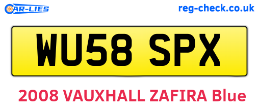 WU58SPX are the vehicle registration plates.