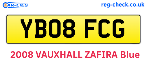 YB08FCG are the vehicle registration plates.