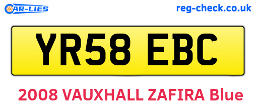 YR58EBC are the vehicle registration plates.