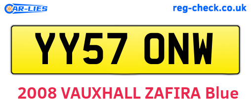 YY57ONW are the vehicle registration plates.