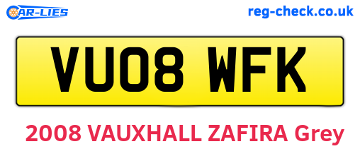 VU08WFK are the vehicle registration plates.