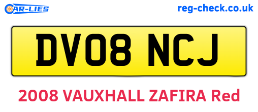 DV08NCJ are the vehicle registration plates.
