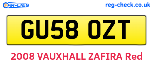 GU58OZT are the vehicle registration plates.