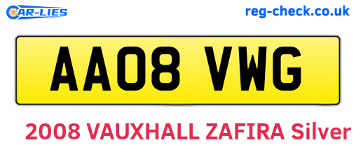 AA08VWG are the vehicle registration plates.