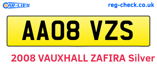 AA08VZS are the vehicle registration plates.