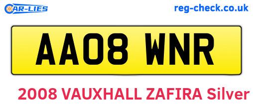 AA08WNR are the vehicle registration plates.