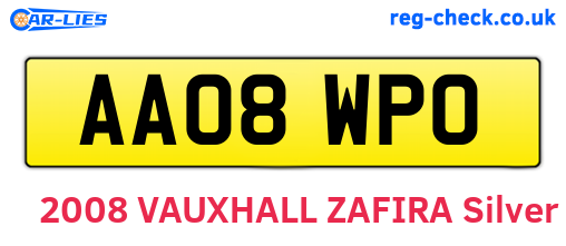 AA08WPO are the vehicle registration plates.