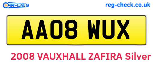 AA08WUX are the vehicle registration plates.