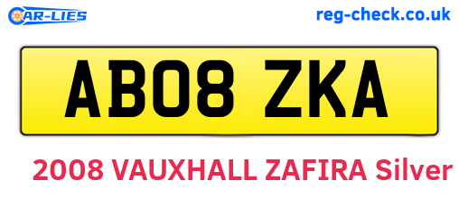 AB08ZKA are the vehicle registration plates.
