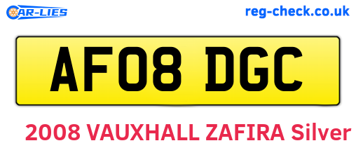AF08DGC are the vehicle registration plates.
