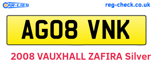 AG08VNK are the vehicle registration plates.