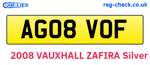 AG08VOF are the vehicle registration plates.