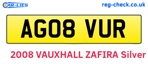 AG08VUR are the vehicle registration plates.