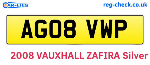AG08VWP are the vehicle registration plates.
