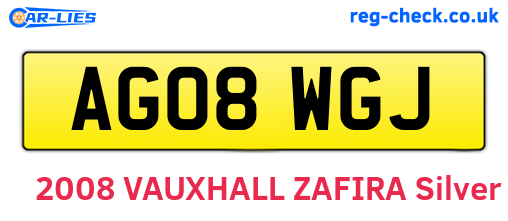 AG08WGJ are the vehicle registration plates.