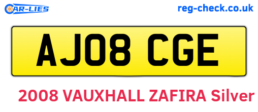 AJ08CGE are the vehicle registration plates.