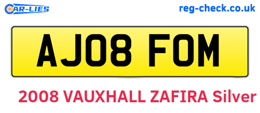 AJ08FOM are the vehicle registration plates.