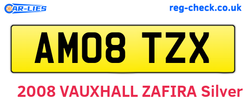 AM08TZX are the vehicle registration plates.