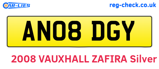 AN08DGY are the vehicle registration plates.