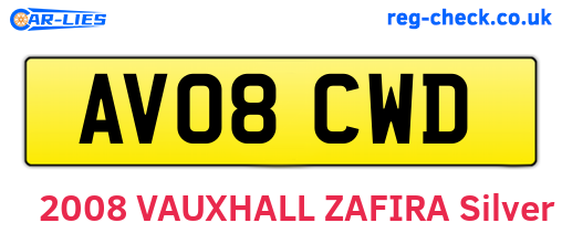 AV08CWD are the vehicle registration plates.