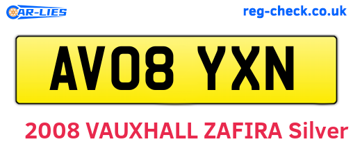 AV08YXN are the vehicle registration plates.