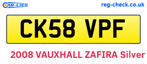 CK58VPF are the vehicle registration plates.