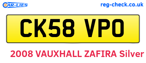 CK58VPO are the vehicle registration plates.