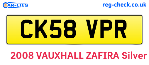 CK58VPR are the vehicle registration plates.