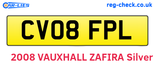 CV08FPL are the vehicle registration plates.