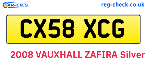 CX58XCG are the vehicle registration plates.