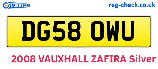 DG58OWU are the vehicle registration plates.