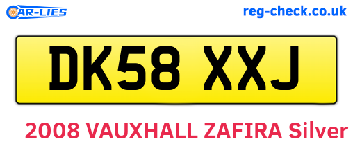 DK58XXJ are the vehicle registration plates.