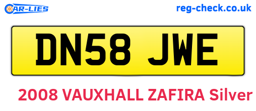 DN58JWE are the vehicle registration plates.