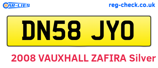 DN58JYO are the vehicle registration plates.