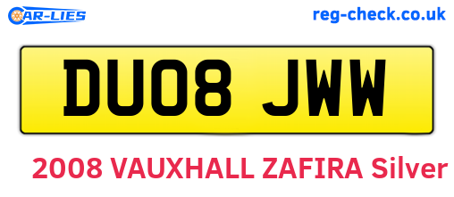 DU08JWW are the vehicle registration plates.