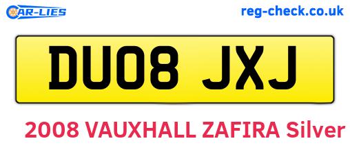 DU08JXJ are the vehicle registration plates.