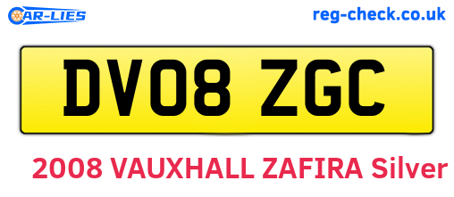 DV08ZGC are the vehicle registration plates.