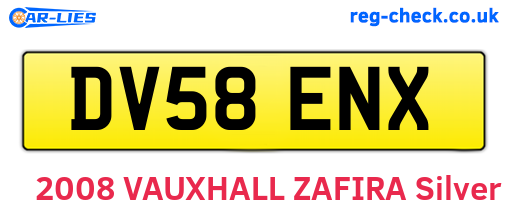 DV58ENX are the vehicle registration plates.