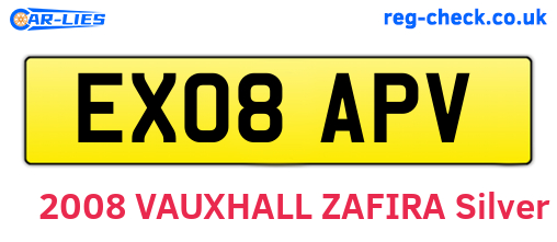 EX08APV are the vehicle registration plates.