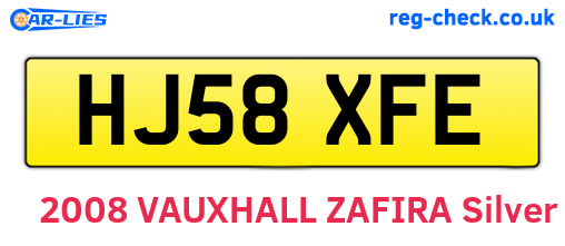 HJ58XFE are the vehicle registration plates.