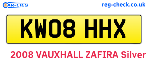 KW08HHX are the vehicle registration plates.
