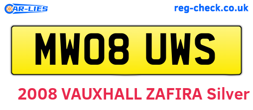 MW08UWS are the vehicle registration plates.
