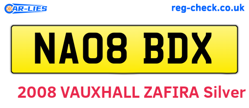 NA08BDX are the vehicle registration plates.