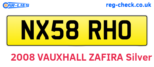 NX58RHO are the vehicle registration plates.